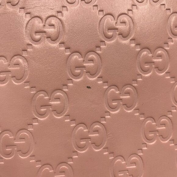 Auth Gucci Wallet On Chain Pink Beige Bow Guccisima Leather Gold Chain Strap Ex+ - Picture 11 of 16